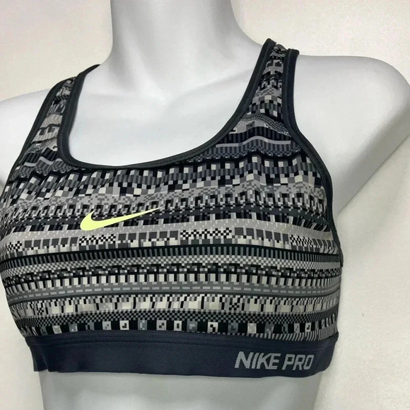Nike Grey Sports Bra Aztec Pattern Nike Pro DriFit - Picture 3 of 4